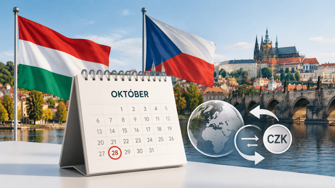 Október 28-i csehországi ünnepnap – fontos információk a CZK-ban történő nemzetközi fizetések feldolgozásáról és az átutalások határidejéről.